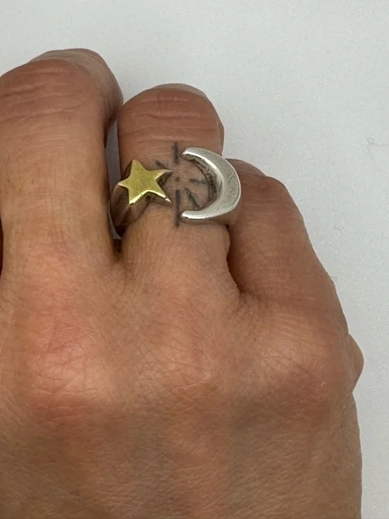 Vintage Moon and Star Mexico 925 Silver Ring - Picture 8 of 14